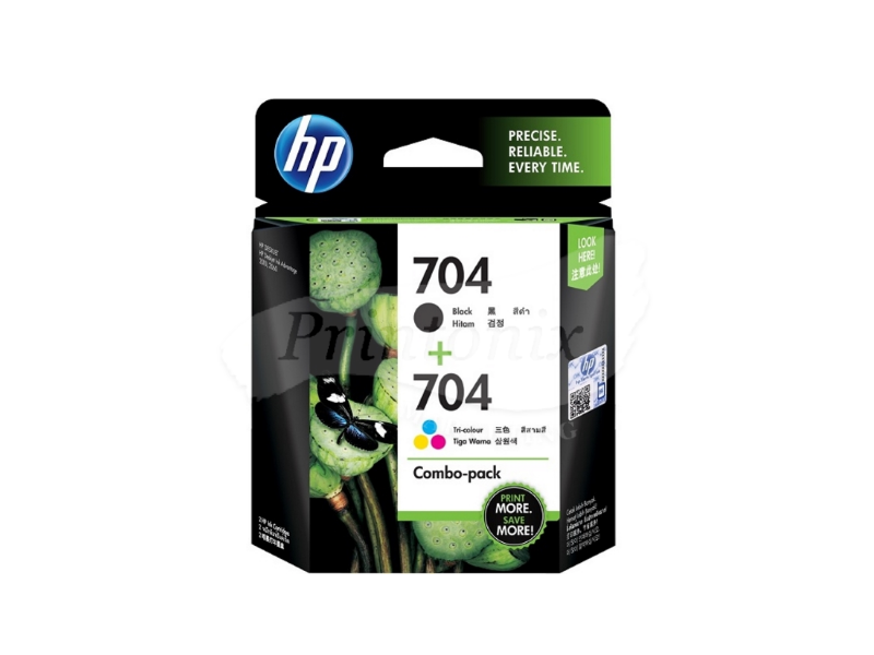 HP 704 2-pack Black/Tri-color Original Ink Advantage Cartridges