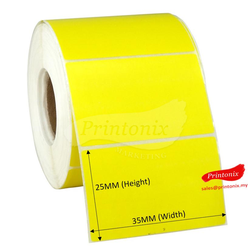  Barcode Label Sticker 35mm x 25mm Yellow Color (2000pcs/roll)