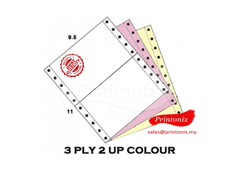 Computer Form 3ply 2up NCR Color (W/P/Y) 9.5 x 11 (280Fans)